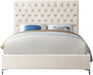 Meridian Furniture - Cruz Velvet Queen Bed in Cream - CruzCream-Q - GreatFurnitureDeal