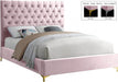Meridian Furniture - Cruz Velvet Queen Bed in Pink - CruzPink-Q - GreatFurnitureDeal