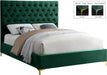 Meridian Furniture - Cruz Velvet Queen Bed in Green - CruzGreen-Q - GreatFurnitureDeal