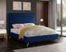 Meridian Furniture - Jasmine Velvet Queen Bed in Navy - JasmineNavy-Q - GreatFurnitureDeal