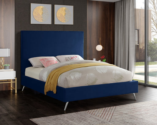 Meridian Furniture - Jasmine Velvet King Bed in Navy - JasmineNavy-K - GreatFurnitureDeal