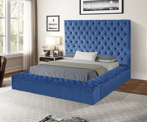 GFD Home - Nora Queen Size Tufted Upholstery Storage Bed made with Wood in Blue - GreatFurnitureDeal