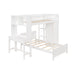 GFD Home - Twin Size Loft Bed with Closet and Desk, Extra Bottom Twin Bed, White - GreatFurnitureDeal