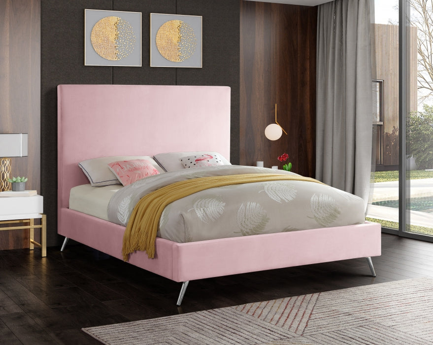 Meridian Furniture - Jasmine Velvet King Bed in Pink - JasminePink-K - GreatFurnitureDeal