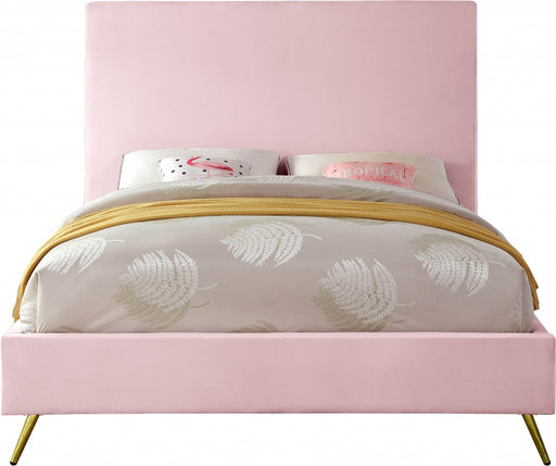 Meridian Furniture - Jasmine Velvet Queen Bed in Pink - JasminePink-Q - GreatFurnitureDeal