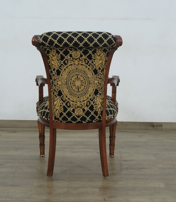 European Furniture - Veronica Dining Arm Chair in Antique Dark Gold Leaf Set of 2 - 31061-AC - GreatFurnitureDeal
