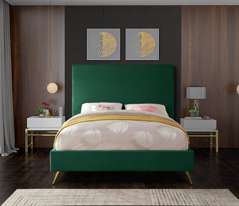 Meridian Furniture - Jasmine Velvet King Bed in Green - JasmineGreen-K - GreatFurnitureDeal