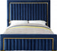 Meridian Furniture - Dolce Velvet Queen Bed in Navy - DolceNavy-Q - GreatFurnitureDeal