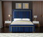 Meridian Furniture - Dolce Velvet Queen Bed in Navy - DolceNavy-Q - GreatFurnitureDeal