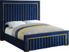 Meridian Furniture - Dolce Velvet Queen Bed in Navy - DolceNavy-Q - GreatFurnitureDeal