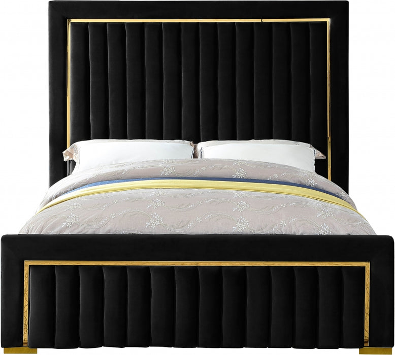 Meridian Furniture - Dolce Velvet King Bed in Black - DolceBlack-K - GreatFurnitureDeal