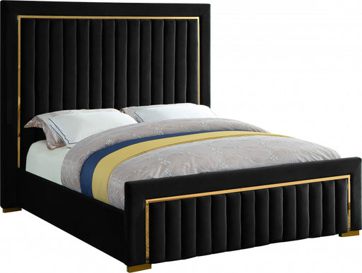 Meridian Furniture - Dolce Velvet Queen Bed in Black - DolceBlack-Q - GreatFurnitureDeal