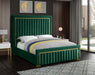 Meridian Furniture - Dolce Velvet Queen Bed in Green - DolceGreen-Q - GreatFurnitureDeal