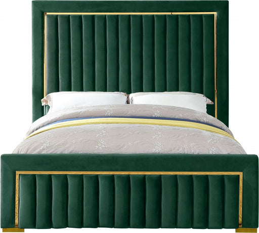 Meridian Furniture - Dolce Velvet King Bed in Green - DolceGreen-K - GreatFurnitureDeal