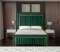 Meridian Furniture - Dolce Velvet Queen Bed in Green - DolceGreen-Q - GreatFurnitureDeal