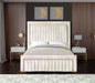 Meridian Furniture - Dolce Velvet Queen Bed in Cream - DolceCream-Q - GreatFurnitureDeal