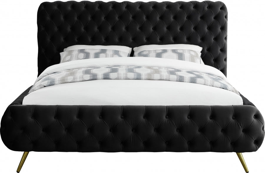Meridian Furniture - Delano Velvet King Bed in Black - DelanoBlack-K - GreatFurnitureDeal