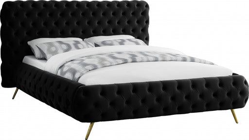 Meridian Furniture - Delano Velvet Queen Bed in Black - DelanoBlack-Q - GreatFurnitureDeal