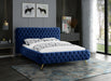 Meridian Furniture - Delano Velvet Queen Bed in Navy - DelanoNavy-Q - GreatFurnitureDeal