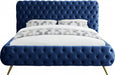 Meridian Furniture - Delano Velvet King Bed in Navy - DelanoNavy-K - GreatFurnitureDeal