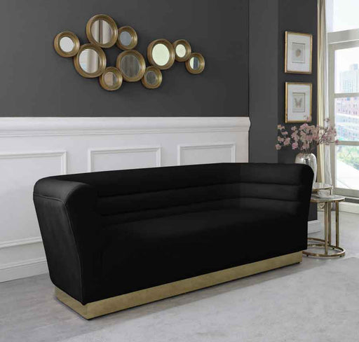 Meridian Furniture - Bellini Velvet Sofa in Black - 669Black-S - GreatFurnitureDeal