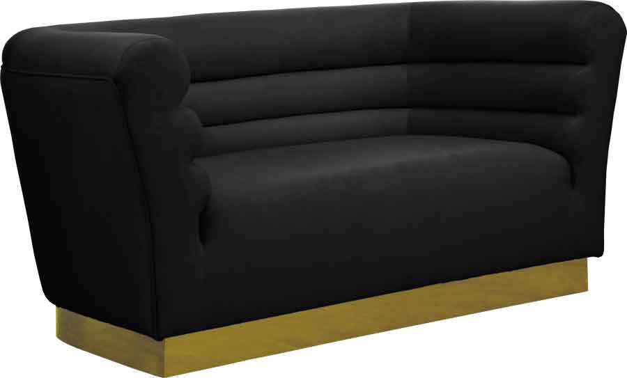 Meridian Furniture - Bellini Velvet Loveseat in Black - 669Black-L - GreatFurnitureDeal