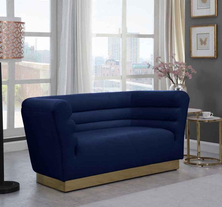 Meridian Furniture - Bellini Velvet Loveseat in Navy - 669Navy-L - GreatFurnitureDeal