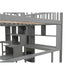 GFD Home - Twin & Twin Size Loft Bed with 2 Built-in Desks and Shelves, Storage Staircase, Gray - GreatFurnitureDeal