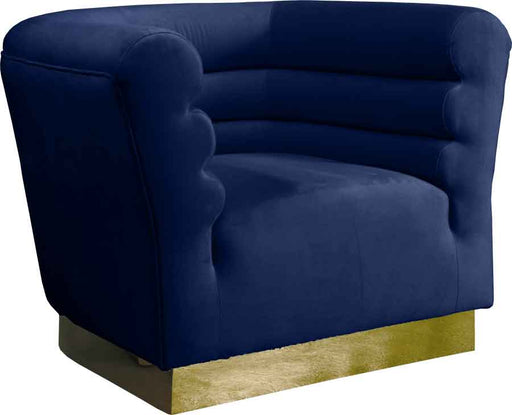 Meridian Furniture - Bellini Velvet Chair in Navy - 669Navy-C - GreatFurnitureDeal