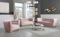 Meridian Furniture - Bellini Velvet Loveseat in Pink - 669Pink-L - GreatFurnitureDeal