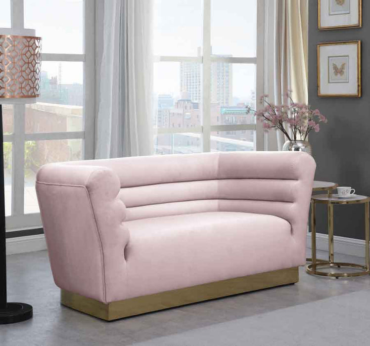 Meridian Furniture - Bellini Velvet Loveseat in Pink - 669Pink-L