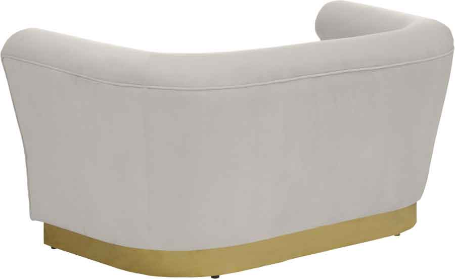 Meridian Furniture - Bellini Velvet Loveseat in Cream - 669Cream-L - GreatFurnitureDeal