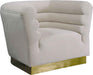 Meridian Furniture - Bellini Velvet Chair in Cream - 669Cream-C - GreatFurnitureDeal