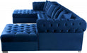 Meridian Furniture - Presley 3 Piece Velvet Sectional in Navy - 698Navy-Sectional - GreatFurnitureDeal