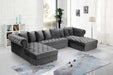 Meridian Furniture - Presley 3 Piece Velvet Sectional in Grey - 698Grey-Sectional - GreatFurnitureDeal