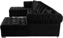 Meridian Furniture - Presley 3 Piece  Velvet Sectional in Black - 698Black-Sectional - GreatFurnitureDeal