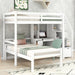 GFD Home - Twin Size Loft Bed with a Stand-alone Bed, Storage Staircase, Desk, Shelves and Drawers, White - GreatFurnitureDeal