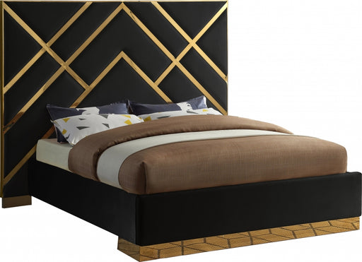 Meridian Furniture - Vector Velvet King Bed in Black - VectorBlack-K - GreatFurnitureDeal