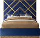 Meridian Furniture - Vector Velvet Queen Bed in Navy - VectorNavy-Q - GreatFurnitureDeal