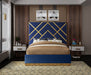 Meridian Furniture - Vector Velvet Queen Bed in Navy - VectorNavy-Q - GreatFurnitureDeal