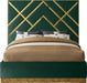 Meridian Furniture - Vector Velvet Queen Bed in Green - VectorGreen-Q - GreatFurnitureDeal