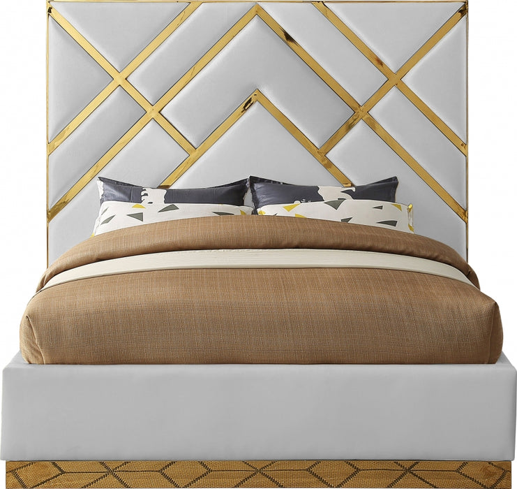 Meridian Furniture - Vector Velvet King Bed in White - VectorWhite-K - GreatFurnitureDeal