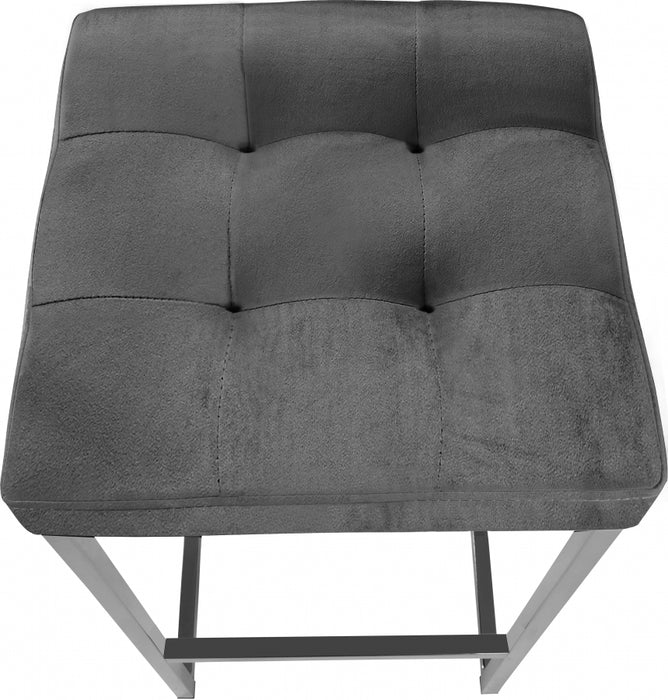 Meridian Furniture - Nicola Velvet Counter Stool Set of 2 in Grey - 904Grey-C - GreatFurnitureDeal