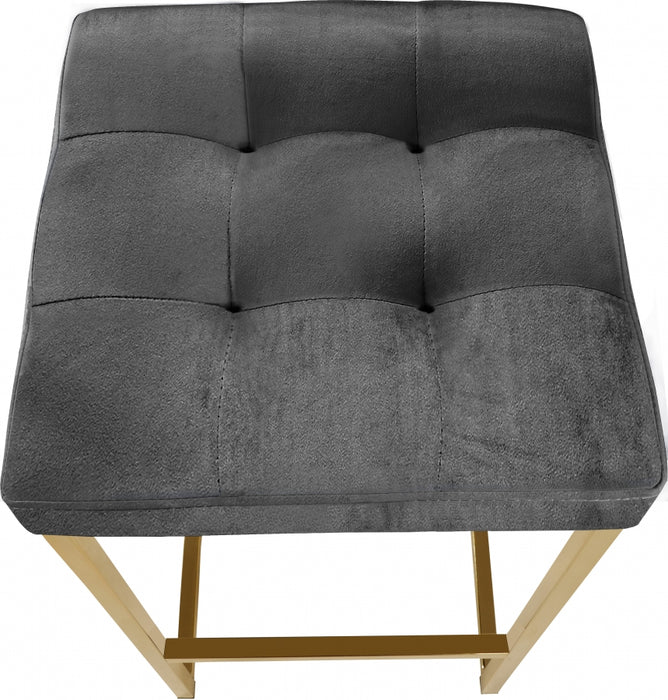 Meridian Furniture - Nicola Velvet Counter Stool Set of 2 in Grey - 906Grey-C - GreatFurnitureDeal