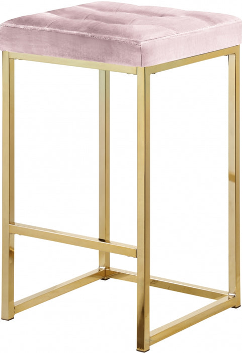 Meridian Furniture - Nicola Velvet Counter Stool Set of 2 in Pink - 906Pink-C - GreatFurnitureDeal