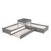 GFD Home - L-shaped Platform Bed with Trundle and Drawers Linked with built-in Desk,Twin,Gray - GreatFurnitureDeal