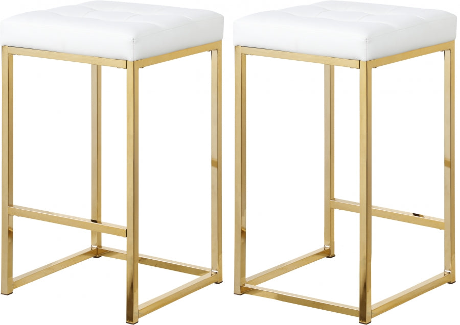 Meridian Furniture - Nicola Faux Leather Counter Stool Set of 2 in White - 907White-C - GreatFurnitureDeal