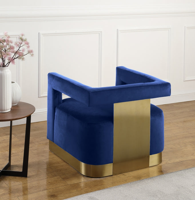 Meridian Furniture - Armani Velvet Accent Chair in Navy - 597Navy - GreatFurnitureDeal