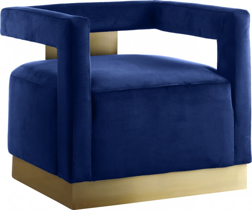 Meridian Furniture - Armani Velvet Accent Chair in Navy - 597Navy - GreatFurnitureDeal