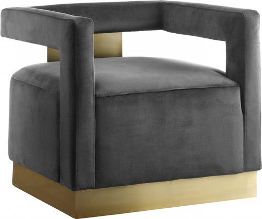 Meridian Furniture - Armani Velvet Accent Chair in Grey - 597Grey - GreatFurnitureDeal